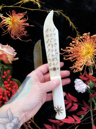 Etched Horn Ritual Athames