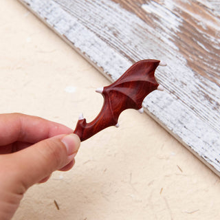 Natural Wooden Hair Stick with Dragon Wing
