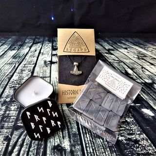 Thor's Hammer Pendant, Candle & Wax Melt Gift Set 