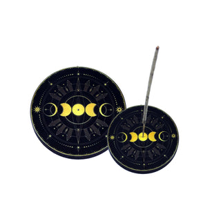 Round Wooden Incense Burner (4 in.) - Triple Moon 
