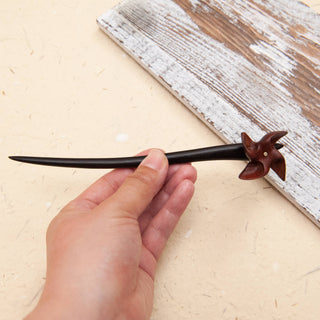 Natural Wooden Hair Stick with Free- Spinning Pinwheel