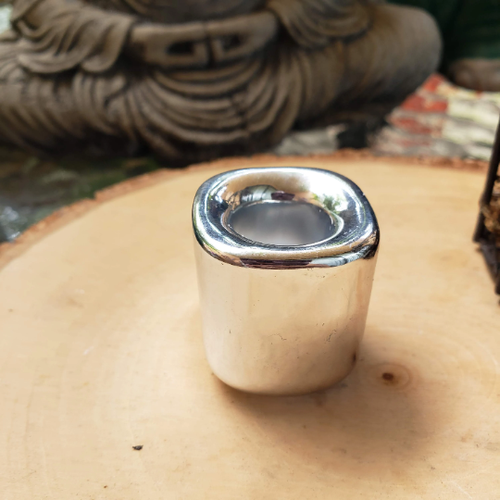 Handmade Ceramic Chime Candle Holder - Silver color
