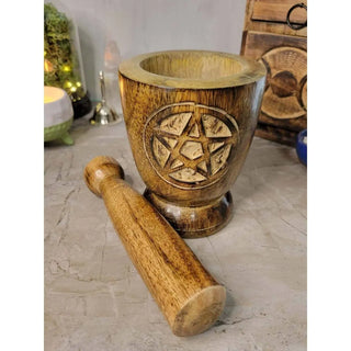 Witch's Wooden Mortar & Pestle Triquetra, Mortar Tree 