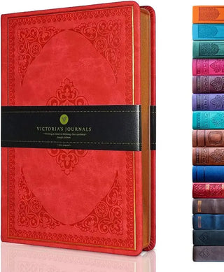 Victoria's Journals Antique Style Diary Vegan Leather (Red) 