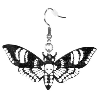 BLACK ACRYLIC MOTH EARRINGS 