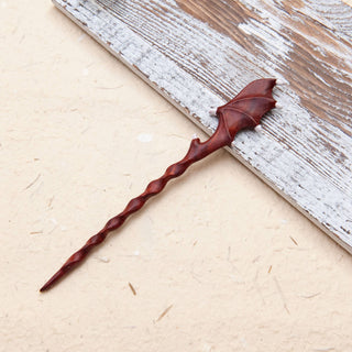 Natural Wooden Hair Stick with Dragon Wing