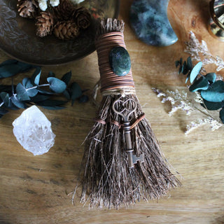 Skeleton Key Witch's Broom, Crystal Witch Altar Besom 