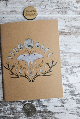 White Lunar Moth Journal Notebook 