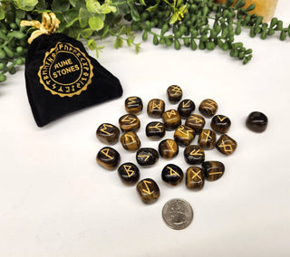 Yellow Tiger Eye Rune Sets w/Velvet Pouch