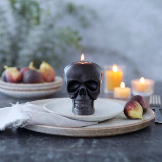 Sculpted Skull Candle – 100% Beeswax – Black - Handcrafted 