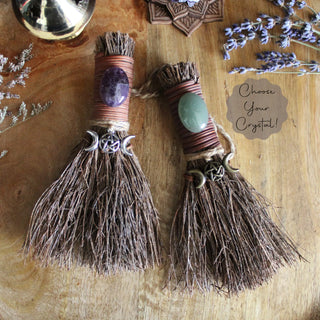 Triple Moon Pentacle Witch's Broom, Witchy Altar Besom 