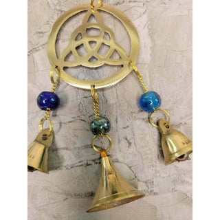 Handmade Brass Wind Chime with bells Triquetra Witch Bells