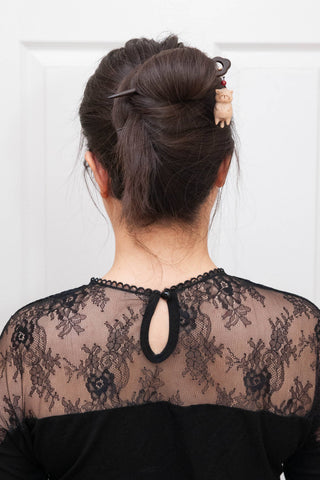 Lazy Cat Wooden Hair Stick