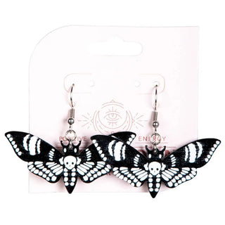 BLACK ACRYLIC MOTH EARRINGS 