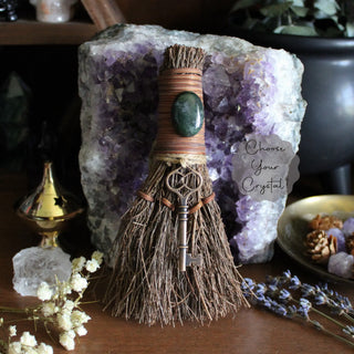 Skeleton Key Witch's Broom, Crystal Witch Altar Besom 