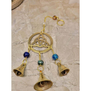 Handmade Brass Wind Chime with bells Triquetra Witch Bells