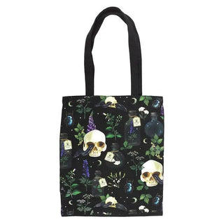 Venom & Vines Gothic Skull Print Polycotton Tote Bag 