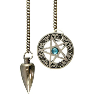 Metal Pendulum With Pentacle Cone Brushed Metal (Each) 