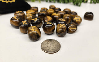 Yellow Tiger Eye Rune Sets w/Velvet Pouch