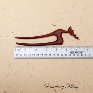 Natural Wooden Hair Pin with Deer Design