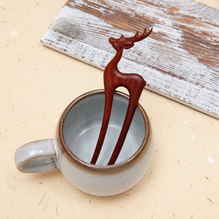 Natural Wooden Hair Pin with Deer Design