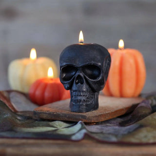 Sculpted Skull Candle – 100% Beeswax – Black - Handcrafted 