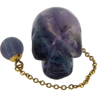 Gemstone Pendulum Skull - Rainbow Fluorite (Each) 