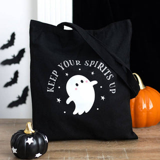 Keep Your Spirits Up Halloween Ghost Polycotton Tote Bag 