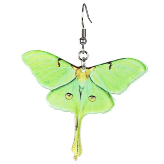 GREEN ACRYLIC MOTH EARRINGS 