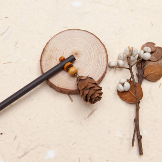 Wooden Pine Cone Hair Stick 
