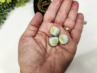 Amazonite Rune Sets with Velvet Pouch