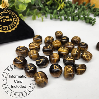 Yellow Tiger Eye Rune Sets w/Velvet Pouch