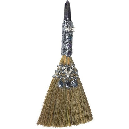 Besom with Amethyst and Silver Triple Moon