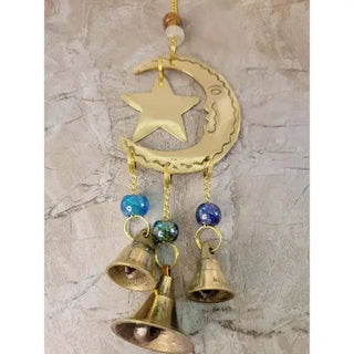 Handmade Star and Moon Brass Wind Chime