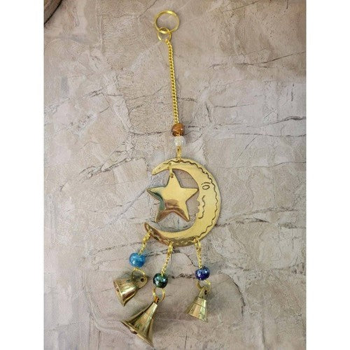 Handmade Star and Moon Brass Wind Chime