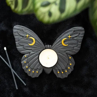 Black Moth Tealight Candle Holder 