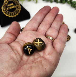 Yellow Tiger Eye Rune Sets w/Velvet Pouch