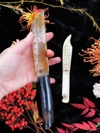Etched Horn Ritual Athames