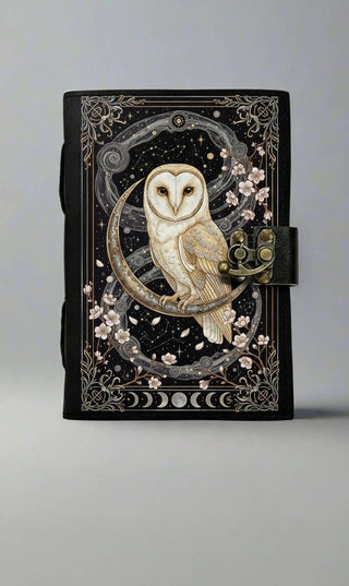 Leather Owl & Moon Journal
