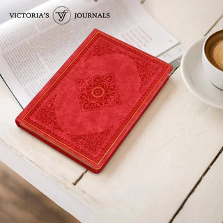 Victoria's Journals Antique Style Diary Vegan Leather (Red) 