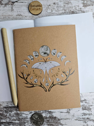 White Lunar Moth Journal Notebook 
