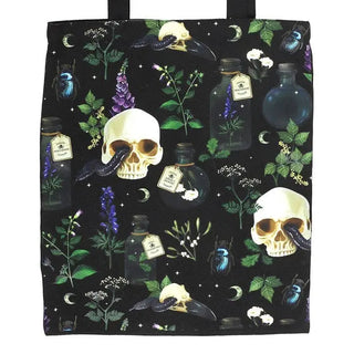 Venom & Vines Gothic Skull Print Polycotton Tote Bag 