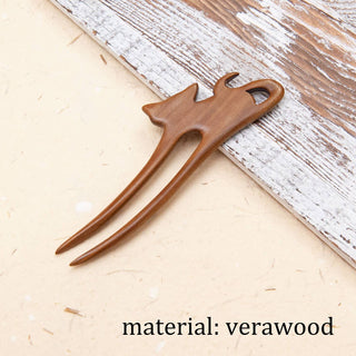 Natural Large Wooden Cat Hair Pin Hair Stick