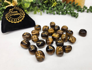 Yellow Tiger Eye Rune Sets w/Velvet Pouch