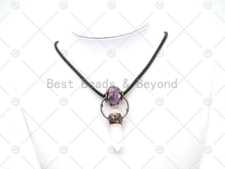 New!!! Natural Crystal Point with Amethyst Pendant, Sku#YT17