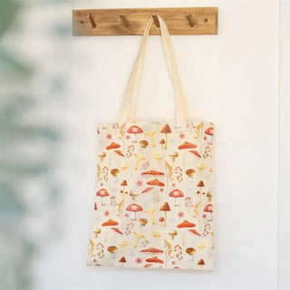 Mushroom Print Cotton Tote Bag 