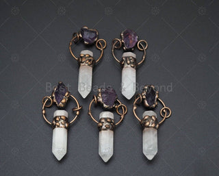New!!! Natural Crystal Point with Amethyst Pendant, Sku#YT17