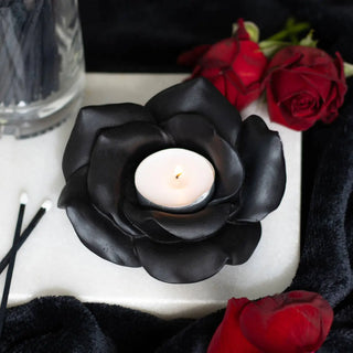 Black Rose Resin Tealight Candle Holder 