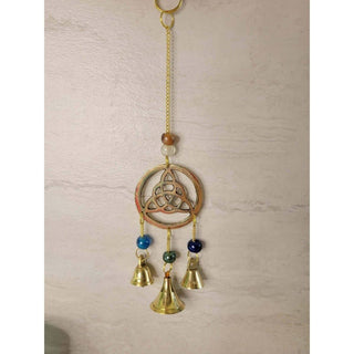 Handmade Brass Wind Chime with bells Triquetra Witch Bells