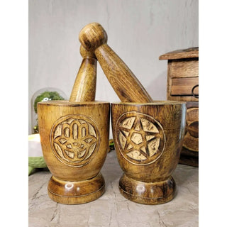 Witch's Wooden Mortar & Pestle Triquetra, Mortar Tree 